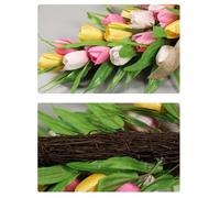 Kivivaka Tulipes artificielles en forme de larme avec nœud en toile de jute pour porte, porche et décoration murale Jaune 45 cm