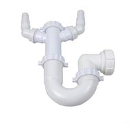 Kivivaka Tuyau de vidange d'évier avec siphon en U, tuyau d'évacuation flexible en polypropylène PVC pour cuisine, machine à laver, lave-vaisselle, blanc