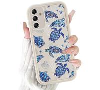 Kivlclri Coque pour Samsung Galaxy A56 6,7", Aesthetic Bleu Tortue Motif Dessin Étui Blanc Silicone Ultra Fine TPU pour Femmes Filles Antichoc Housse Caméra de Protection Cover, Anti-Rayures Case