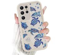 Kivlclri Coque pour Samsung Galaxy S25 Ultra 5G 6,8", Aesthetic Bleu Tortue Motif Dessin Étui Blanc Silicone Ultra Fine TPU pour Filles Antichoc Housse Caméra de Protection Cover, Anti-Rayures Case