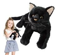 kivrimlarv Animal en Peluche Chat Noir, Chat en Peluche pour | de câlin en de de Dessin animé Doux - Jouet en pour en, pour la Maison, l'école, Le Lieu de Travail, l'intérieur d