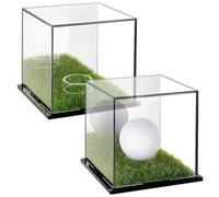 kivrimlarv Clear Golf Ball Display | 2 x Acrylic Single Golf Ball Cube | Dust Protection Square Case for Enthusiasts, Perfect for Baseball and Golf Ball Storage, Acrylic Golf Ball Display Case