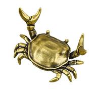 kivrimlarv Cool Crab Design Desk Decor, Vintage Crab Makeup Brush Rack, Unique Animal Sculpture Desk Decor, Brass Crab Pen Holder 5.2x3cm for Present, Indoor, Outdoor, Golden Color