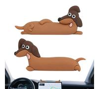 kivrimlarv Décoration de tableau de bord teckel - Mini figurine de chien Weenie pour intérieur de voiture | Matériau de base adhésive en résine, fonction de mouvement, accessoire de bureau, ensemble