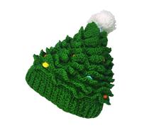 kivrimlarv Fun Green Design Beanie Hat, Holiday Winter Knit Hat, Christmas Tree Design Beanie, Decorative Christmas Winter Hat 28x28x5cm for Travel, Event, Funny Looks, Green Color