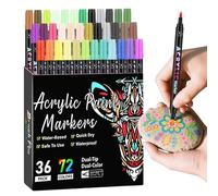 kivrimlarv Lot de marqueurs de peinture acrylique, stylos à double extrémité, 72 couleurs, encre résistante à la décoloration, design à double pointe pour un coloriage lisse et un dessin de précision