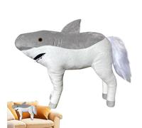 kivrimlarv Plush Shark Horse Pillow, Soft Hugging Cushion, Long Body Plush Toy, Ultra-Soft Stuffed Animal, Bedroom Living Room Decor, Or as a Unique Gift, 19.69 inches 600g White Gray