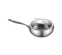 kivrimlarv Poêle wok, poêle à frire profonde, revêtement en titane, fond plat à chauffage rapide, avec couvercle, 30,5 cm, cuisson de cuisine pour ragoût de soupe, 24 cm en acier titane