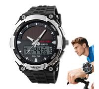 kivrimlarv Solar Watch, Multifunctional Digital Men’s Wristwatch with Solar Charging, Fashion Sport Timepiece, Ideal for Fitness Date Drive Field Work Or Everyday Dress Use, 1 Piece
