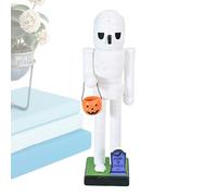 kivrimlarv Statue casse-noisette d'Halloween | Statue squelette citrouille casse-noisette, décoration de table d'Halloween pour fenêtre, cheminée, décoration de maison
