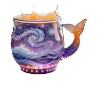 kivrimlarv Tasse à café - Gobelet avec poignée sur le dessus | Verre borosilicate motif sirène pour maison, dortoir, camping, hôtel, appartement | Thé, chocolat, lait, bière