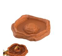 kivrimlarv Tortoise Water Dish, Reptile Bath Basin, Anti Slip Turtle Food Dish, Ramp Enabled Durable Design Aquarium Tank Terrarium for Gecko Snake Bearded Dragon Pet Care