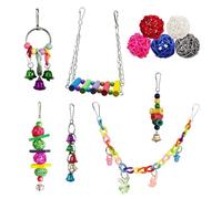 kivrimlarv Wooden Parrot Toys Set, Colorful Chew Toys for Parrots, Interactive Fun Playful Bird Toys, Eco Friendly Hanging Bird Toys for Bird Cage Accessories (1 Set) Multicolor