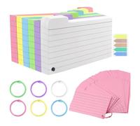 Kivvlbzeq Paquet de 300 Fiches, Fiches Lignées 3 Pouces X 5 Pouces avec Anneau, Cartes Flash Lignées de Couleur, Cartes de Notes des Deux Côtés