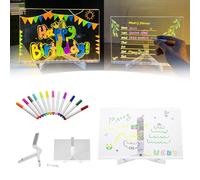 Kivvy Magic Board, Kivvy - Magicboard, Magicboard Where Creativity Lights Up, Luminous Acrylic Message Board, DIY Erasable Luminous Writing Boards with Stand & 12 Markers (11.8 * 7.8in)