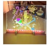 Kivvy - Tableau magique créatif - Tableau magique lumineux - Pour bureau - Tableau magique lumineux - Tableau d'écriture lumineux effaçable avec support et 7 marqueurs (20 x 20 cm)