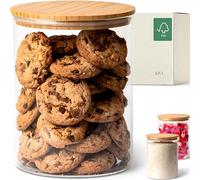 KIVY Bocal en Verre Hermétique 3000 ml - Avec Couvercle en Bambou Durable - Pour Spaghetti et Conservation - Bocaux Verre