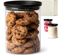 KIVY Bocaux hermétiques en verre avec couvercle en verre transparent [4 x 500 ml] Bocaux en verre empilables avec couvercles - Boîtes de rangement en verre avec couvercles noirs - Bocaux de