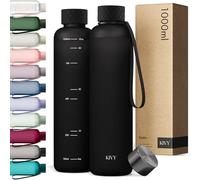 KIVY Bouteille d'eau fine de 946 ml [légère et incassable] Convient pour sac à dos et porte-gobelet pour voyage, sport, école, salle de sport - Bouteille d'eau noire sans paille - Bouteille d'eau pour