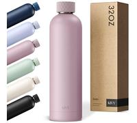 KIVY Bouteille d'eau isotherme en acier inoxydable de 946 ml | Bouteille d'eau fine pour voyage, voiture, salle de sport, porte-gobelet, poche latérale pour sac à dos, bouteille d'eau fine sans paille