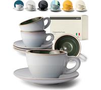KIVY Ensemble tasses à cappuccino [4 x 180ml] - Tasses à cappuccino à parois épaisses en faïence - tasse a cafe - tasse cappuccino - service a cafe - tasse à café - tasse cafe originale verde