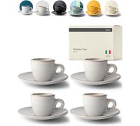 KIVY Ensemble tasses à expresso [4 x 75ml] - Tasses à espresso à parois épaisses en faïence - tasse a cafe - tasse expresso - service a cafe - tasse à café - lot de tasse a cafe expresso