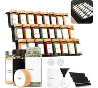 KIVY - Étagère à épices avec bocaux | Incl. 24 bocaux à épices avec étiquettes - Largeur réglable - Organisateur d’épices pour tiroir - Insert de tiroir pour épices - Rangement pour épices - Insert de