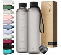 KIVY Gourde 1 l - Convient pour les boissons gazeuses, anti-fuite, incassable, légère comme une plume, gourde pour le sport, la gym, le fitness, noire - Bouteille de sport 1 l, sans BPA