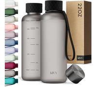 KIVY Gourde 650 ml, sans BPA, anti-fuite et passe au lave-vaisselle, bouteille d'eau, pour enfants et adultes, petite taille, noire, convient aux boissons gazeuses