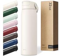 KIVY Gourde en acier inoxydable 1 l avec paille - Bouteille isotherme de 1 l - Passe au lave-vaisselle - Gourde de gym et fitness - Gourde isotherme en acier inoxydable - Bouteille isotherme