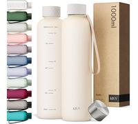 KIVY Gourde en Tritan (1000 ml) - Convient pour les boissons gazeuses, légère comme une plume - Gourde de gym - Bouteille pour le sport - Beige - Bouteille de sport 1 l - Sans BPA