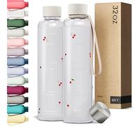 KIVY Gourde Plastique d'eau [1L] - Bouteille d'eau graduée réutilisable - Motivation pour boire sans BPA