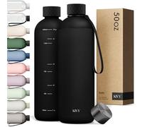 KIVY Gourde Tritan 1,5 L - Étanche & Compatible Eau Pétillante - Pour Sport, Gym, École & Bureau - Gourde Sport - Bouteille d’Eau 1 ,5L - Lavable au Lave-Vaisselle - Sans BPA - Noir