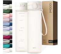 KIVY Gourde Tritan avec Bouchon 1L [ÉTANCHE & LAVABLE AU LAVE-VAISELLE] - Sans BPA & Anti-Fuite - Compatible avec les Boissons Gazeuses - Bouteille d’Eau pour Sport, Bureau et Loisirs - Blanc