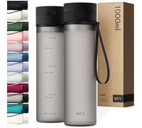 KIVY Gourde Tritan avec Bouchon 1L [ÉTANCHE & LAVABLE AU LAVE-VAISELLE] - Sans BPA & Anti-Fuite - Compatible avec les Boissons Gazeuses - Bouteille d’Eau pour Sport, Bureau et Loisirs - Noir