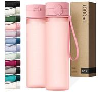 KIVY Gourde Tritan avec Bouchon 1L [ÉTANCHE & LAVABLE AU LAVE-VAISELLE] - Sans BPA & Anti-Fuite - Compatible avec les Boissons Gazeuses - Bouteille d’Eau pour Sport, Bureau et Loisirs - Rose