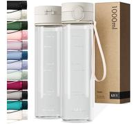 KIVY Gourde Tritan avec Bouchon 1L [ÉTANCHE & LAVABLE AU LAVE-VAISELLE] - Sans BPA & Anti-Fuite - Compatible avec les Boissons Gazeuses - Bouteille d’Eau pour Sport, Bureau et Loisirs - Blanc