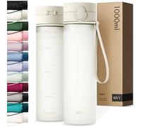 KIVY Gourde Tritan avec Bouchon 1L [ÉTANCHE & LAVABLE AU LAVE-VAISELLE] - Sans BPA & Anti-Fuite - Compatible avec les Boissons Gazeuses - Bouteille d’Eau pour Sport, Bureau et Loisirs - Blanc