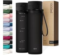 KIVY Gourde Tritan avec Bouchon 1L [ÉTANCHE & LAVABLE AU LAVE-VAISELLE] - Sans BPA & Anti-Fuite - Compatible avec les Boissons Gazeuses - Bouteille d’Eau pour Sport, Bureau et Loisirs - Noir