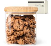 KIVY Grand bocal de conservation hermétique 3 l - Pour farine, biscuits, bonbons, détergent, bocal de rangement en verre - Récipient pour poudre à lessive - Boîte à biscuits XXL