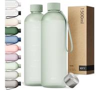 KIVY Grande bouteille d'eau de 1,5 l [légère et incassable] Convient pour sac à dos et porte-gobelet pour voyages, sports, école - Bouteille extra large sans paille - Bouteilles de 1,5 l - Vert