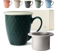 KIVY Grande tasse à thé XXL avec couvercle et passoire [650 ml]
