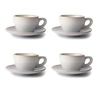KIVY Lot de 4 tasses à cappuccino [4 x 180 ml] - Fabriquées à la main en faïence à paroi épaisse - Tasses à cappuccino avec soucoupe - Élégantes tasses à cappuccino à paroi épaisse - Grises