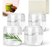 KIVY Lot de 4 verres de 240 ml - En verre borosilicate de qualité supérieure - Aesthetic Matcha moderne - Verres à eau - Petits verres à eau - Verres à café glacé - Passe au lave-vaisselle