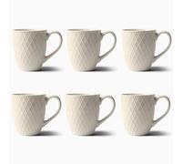 KIVY Lot de 6 grandes tasses à café en céramique - 400 ml - Blanc Crème - Moderne - Passe au lave-vaisselle, Résistant à la rayure, Passe au four, Passe au micro-onde