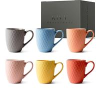 KIVY Lot de 6 Tasses à Café [400 ml] - Grande Anse - Mug Thé - Haute Qualité - Coloré - Céramique