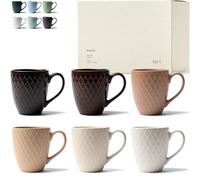 KIVY Lot de 6 tasses à café de 400 ml - Grandes tasses à café en céramique - Moderne - Blanc pastel - Réutilisable - Passe au lave-vaisselle - Résistant à la rayure - Passe au micro-onde
