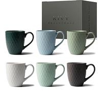 KIVY Lot de 6 tasses à café de 400 ml - Grandes tasses à café - Grandes tasses à café - Lot de 6 tasses à thé - Lot de tasses à café en céramique multicolores - Sets de tasses à café modernes