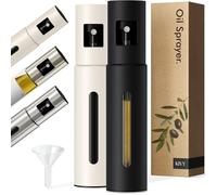KIVY Set de 2 vaporisateurs d'huile pour la cuisine [acier inoxydable et verre] Vaporisateur d'huile précis - Flacon pulvérisateur d'huile - Vaporisateur d'huile pour huile alimentaire - Vaporisateur
