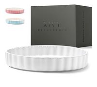 KIVY Tarte & Quiche en Céramique 28 cm - Moule Gâteau Antiadhésif Rond 28 cm - Moule à Cake - Pâtisserie & Tarteformes - Plat à Tarte - Quiche Forme Blanc